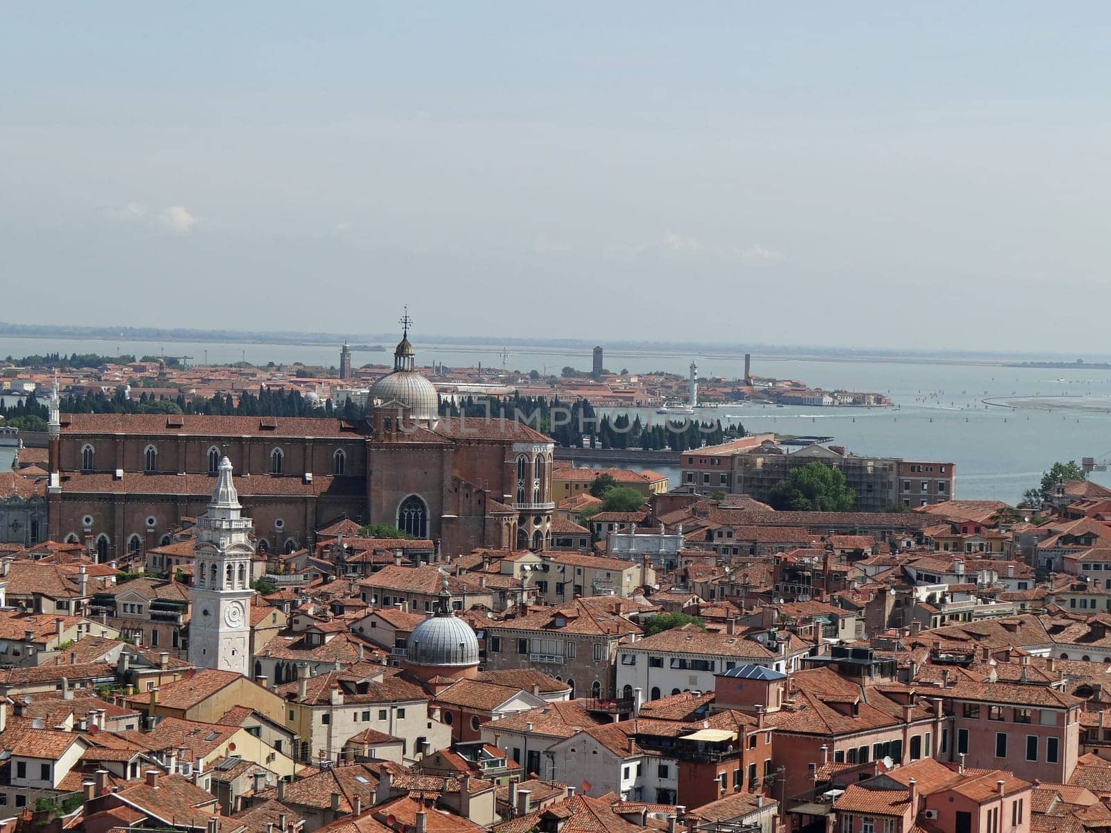 aerial view from Campanile&#039 s tower on st Mark square
