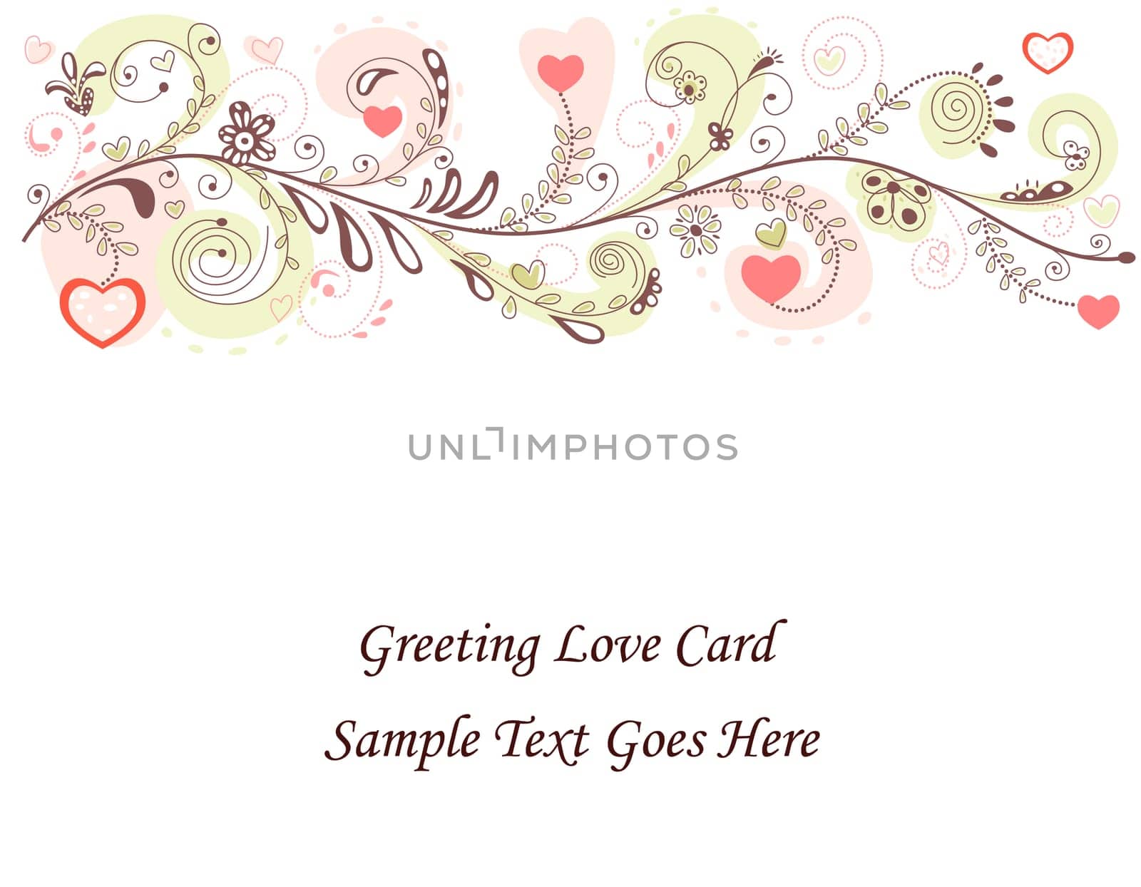 Valentines Day Greeting Card. Over white background.