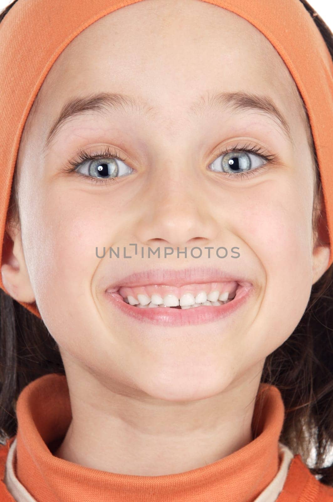 adorable girl smiling a over white background