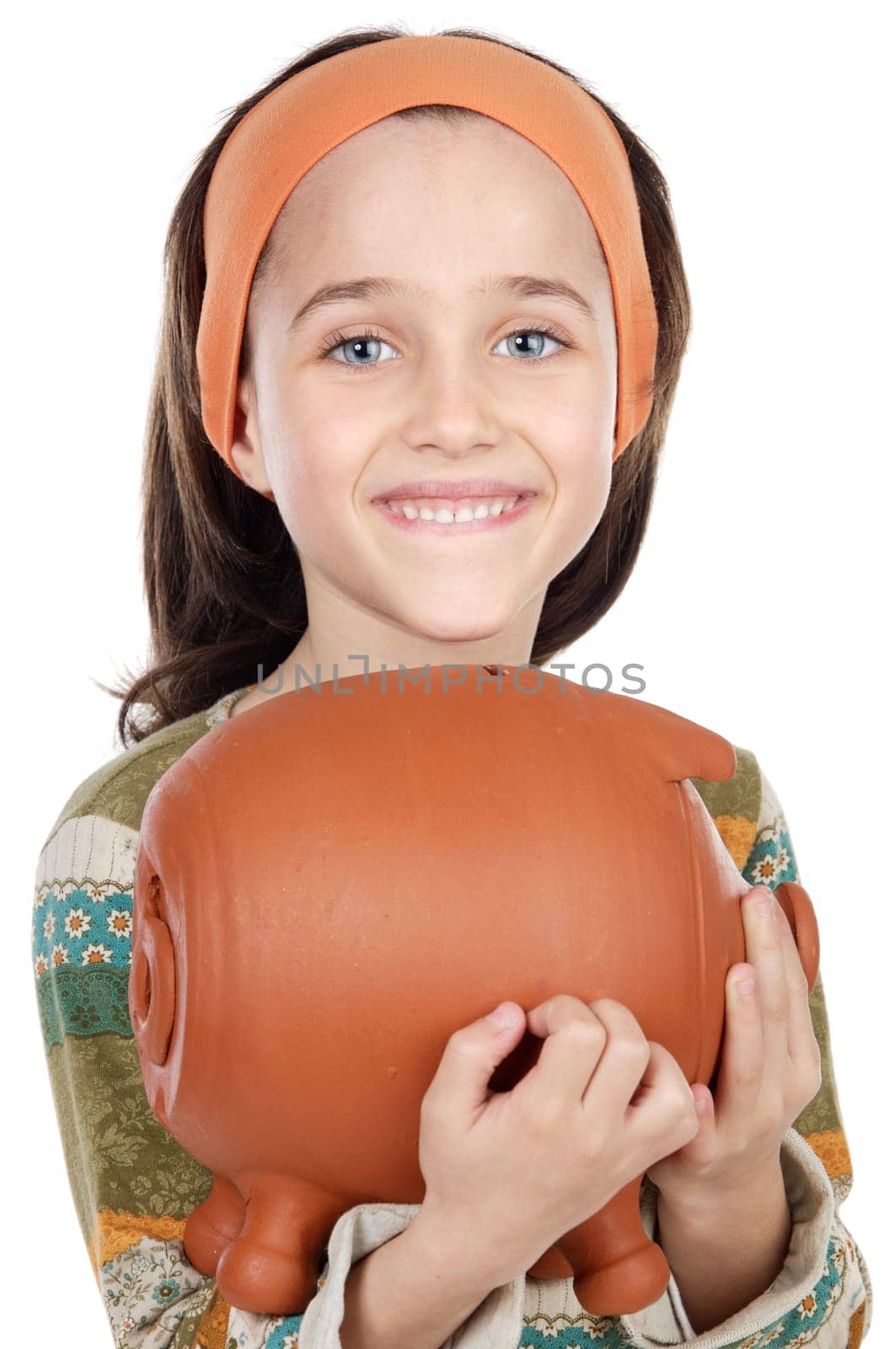 adorable girl putting its savings in your money box