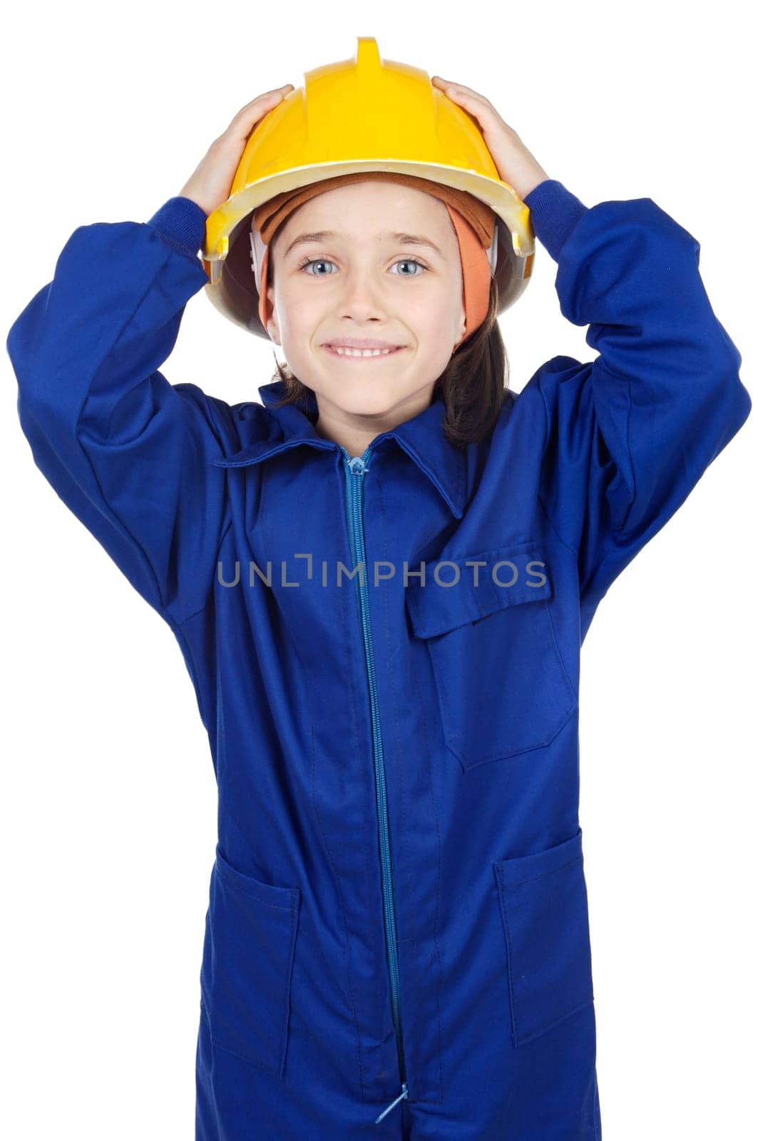 Adorable working future with its hands in the head and surprise gesture