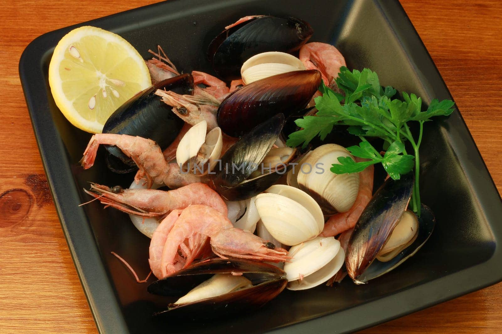 a dish of seafood soup