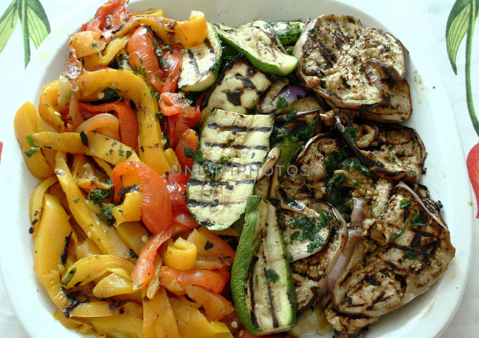 pepper,aubergine and zucchini grilled