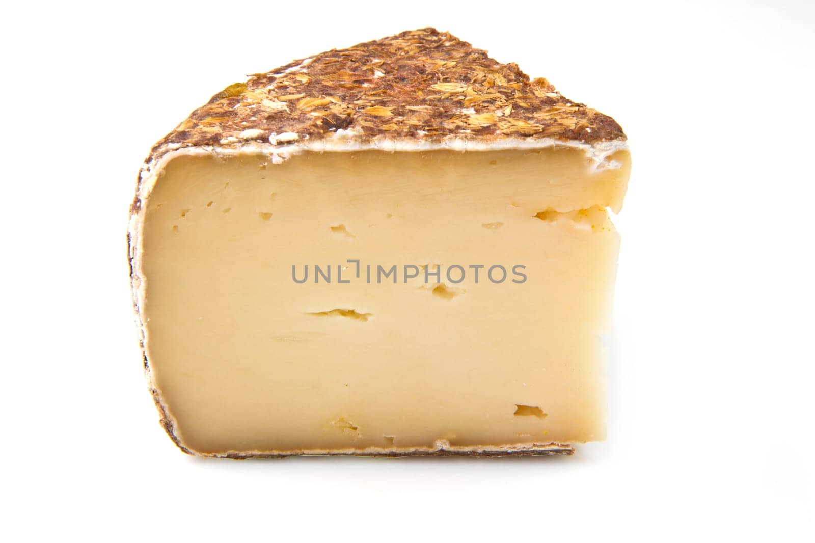 part of aged italian cheese isolated on white background