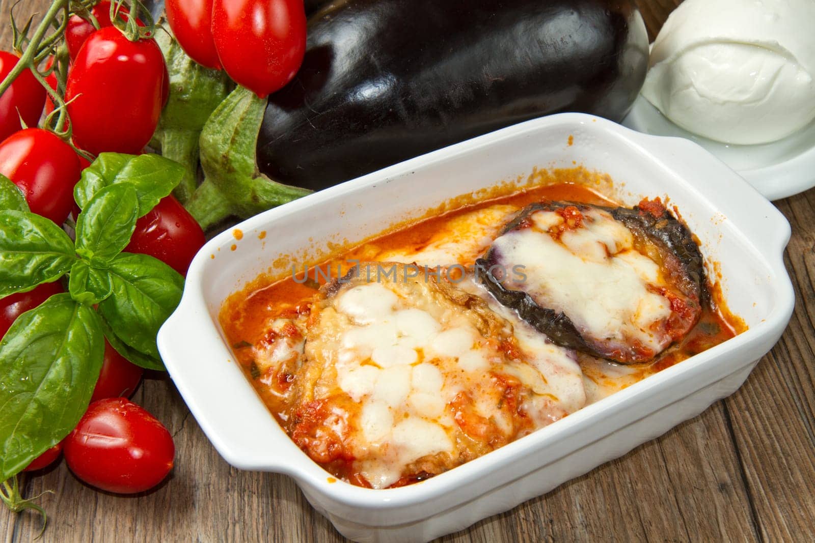parmigiana eggplant with fresh ingredients