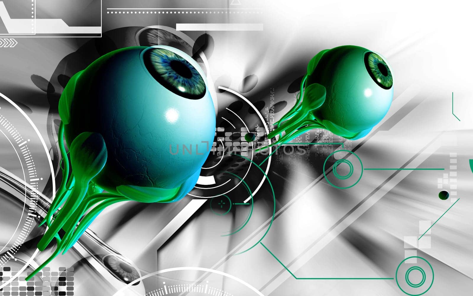 Digital illustration of eye in colour background