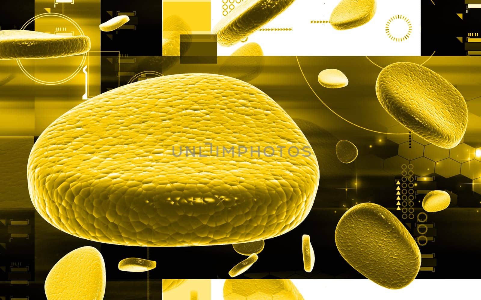 Digital illustration of blood cell in colour background