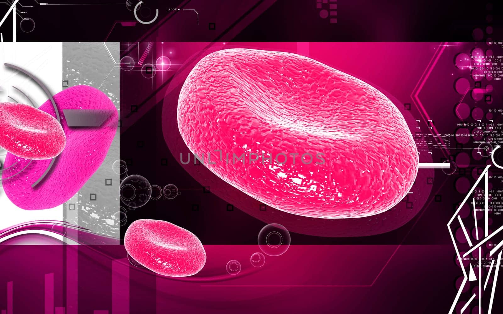 Digital illustration of blood cell in colour background