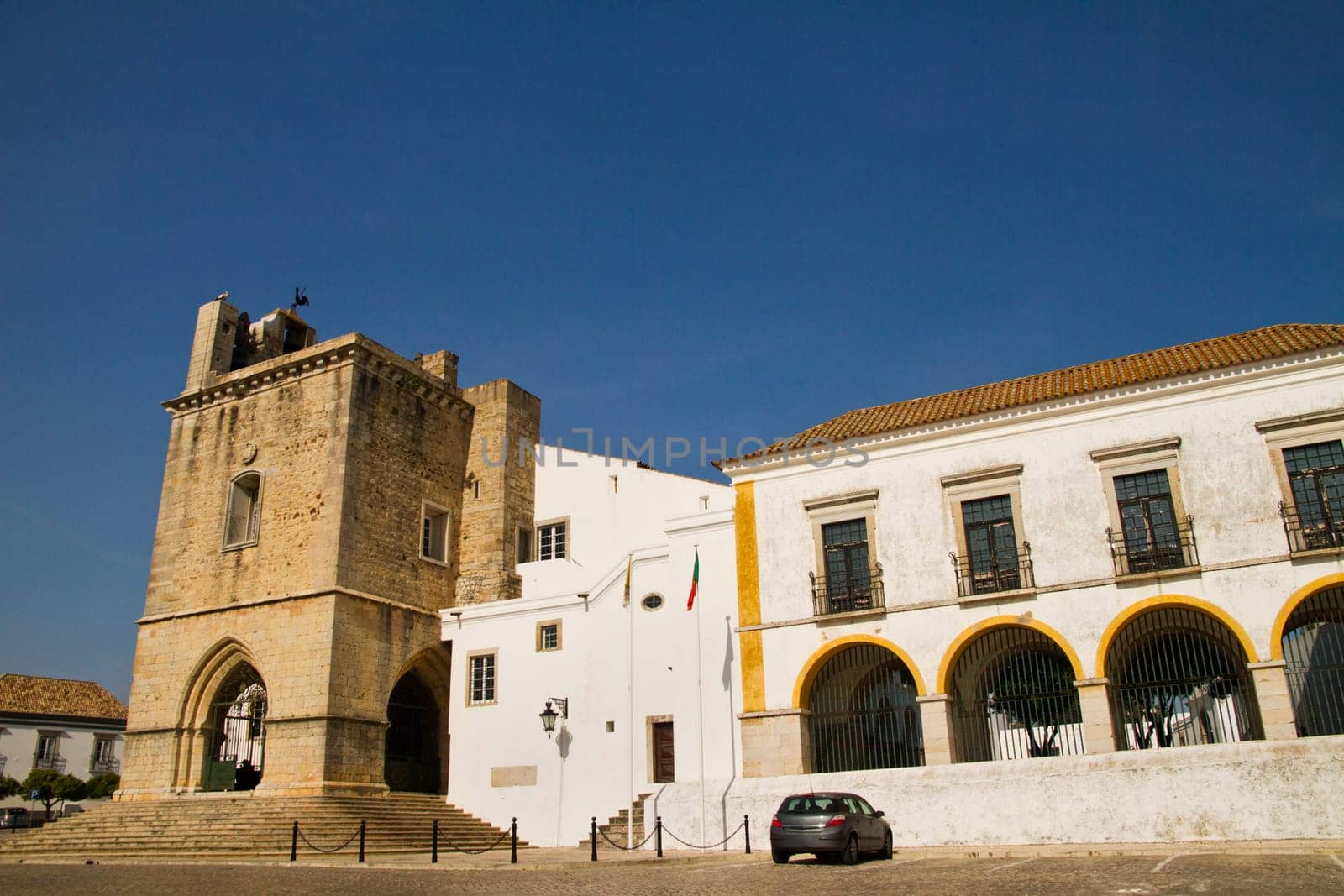 View of the Church of Se located on the historical area of Faro, Portugal.