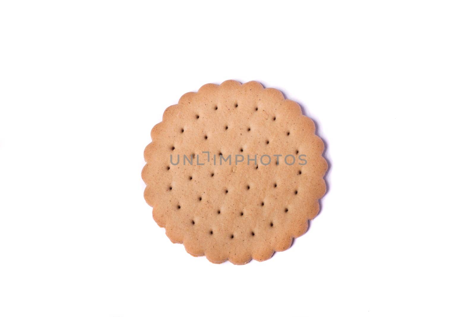 View of a round biscuit isolated on a white background.
