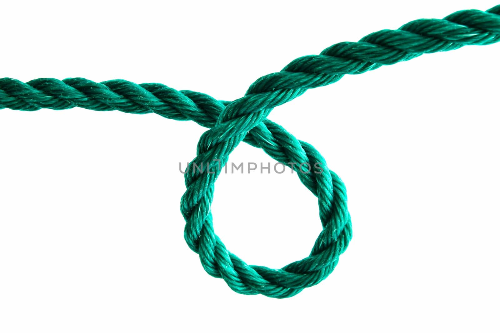 Green rope closeup on white background