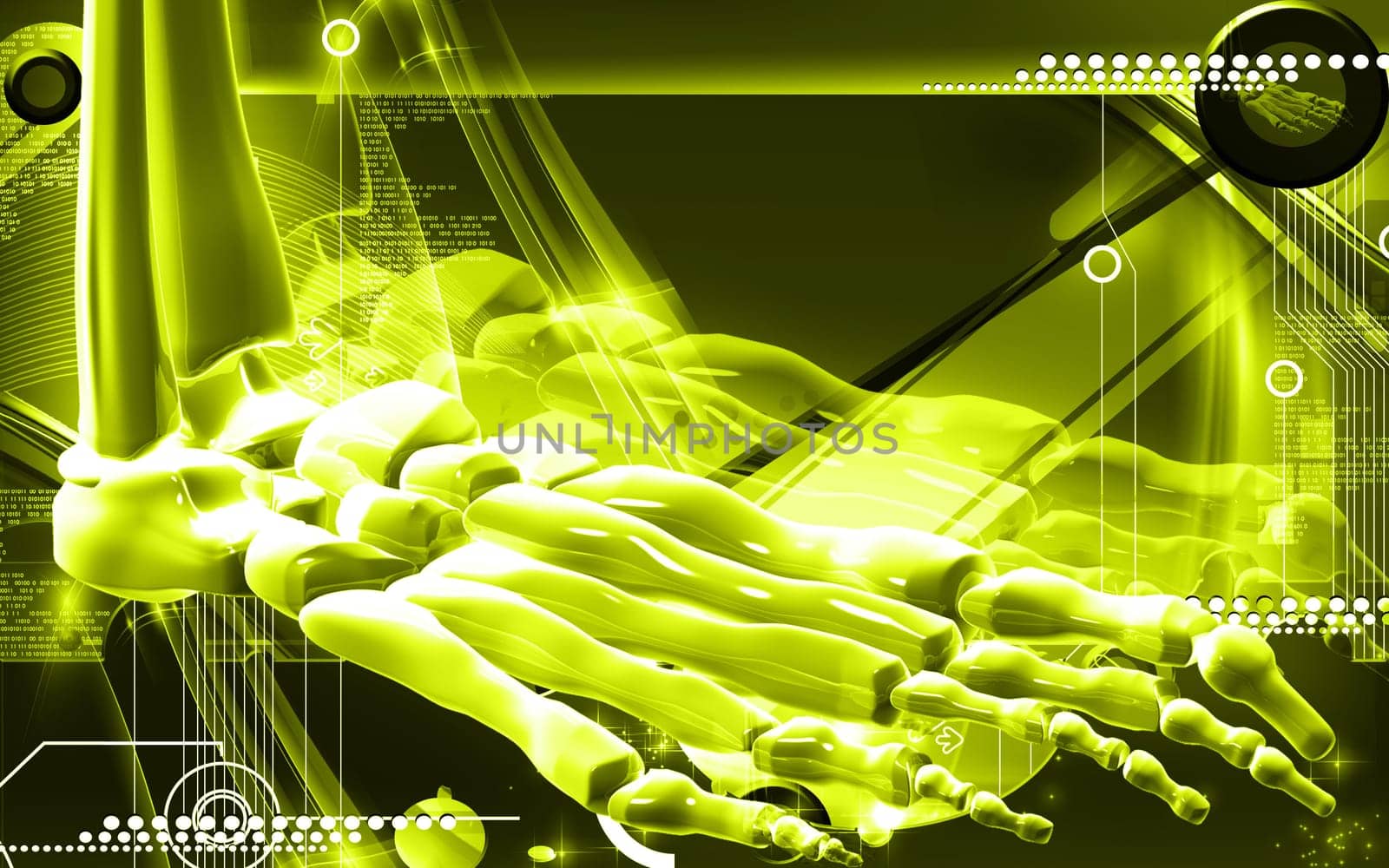 Digital illustration of Leg bone in colour background
