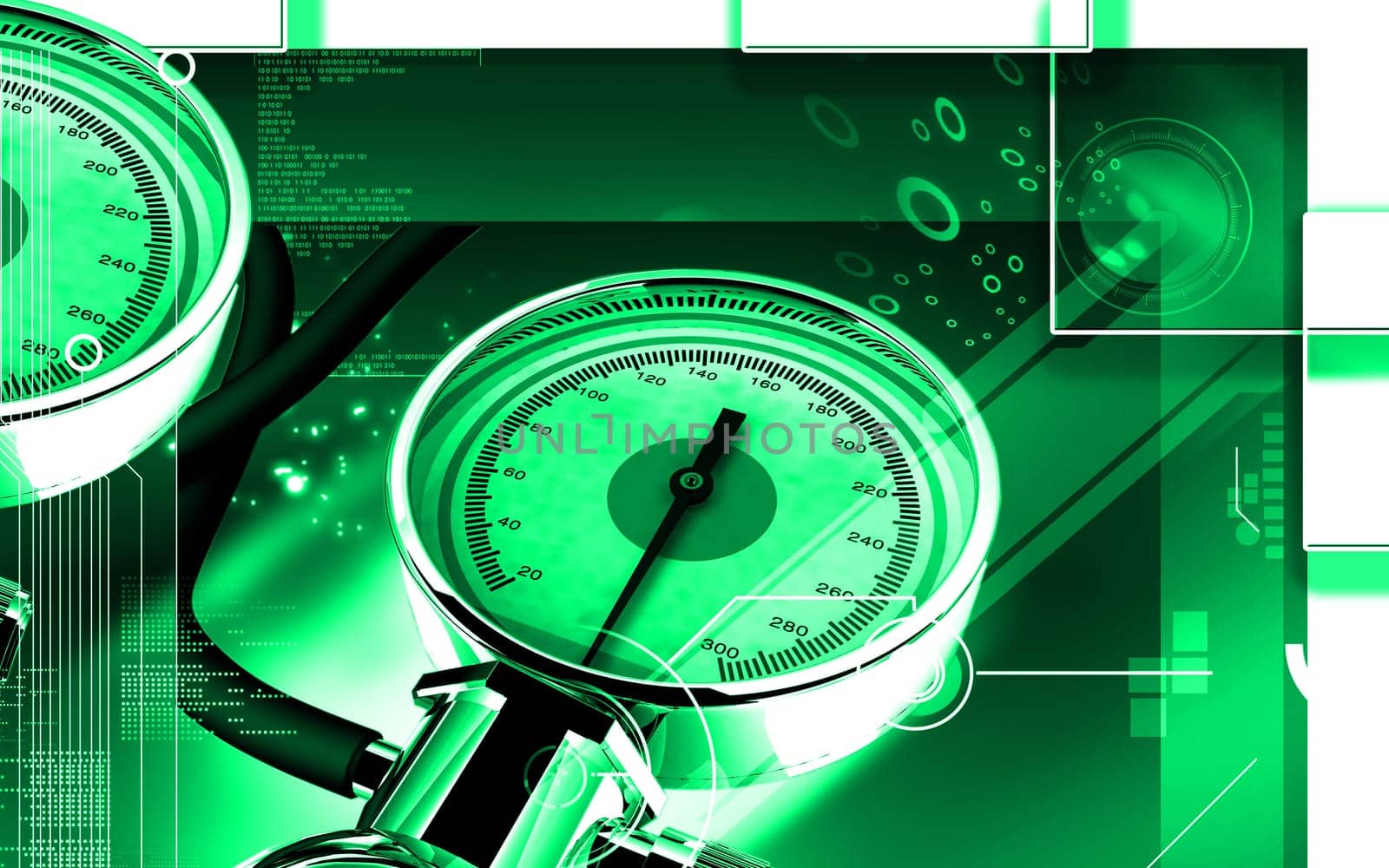 Digital illustration of sphygmomanometer in colour background