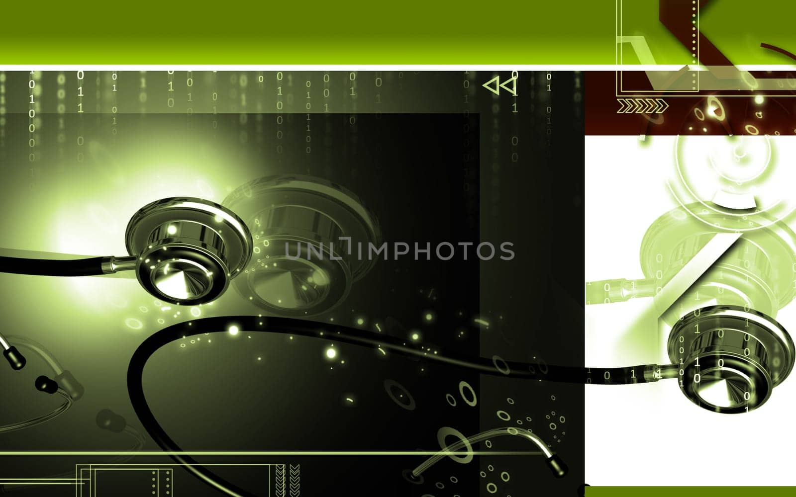 Digital illustration of stethoscope in colour background