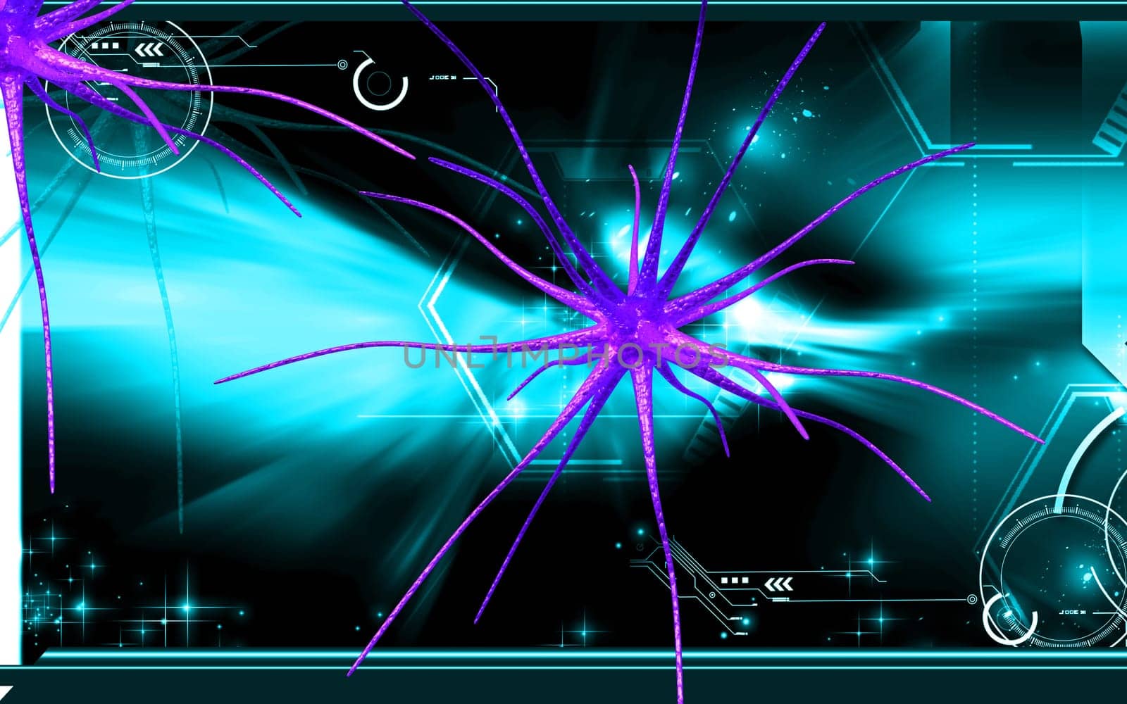 Digital illustration of neuron in colour background