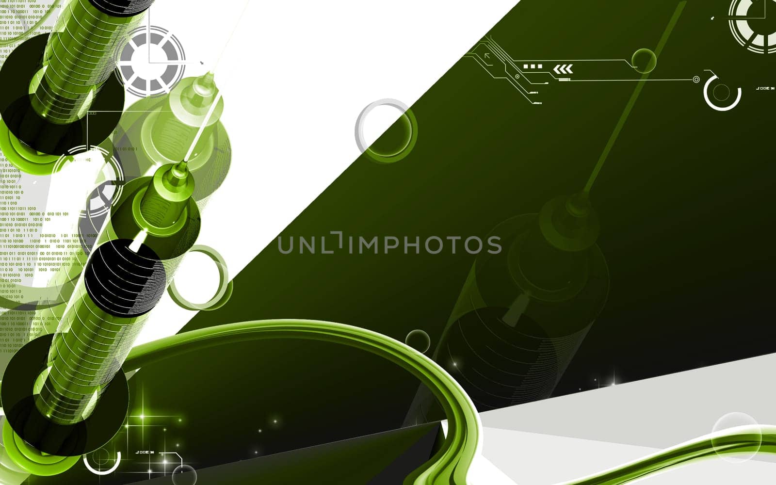 Digital illustration of syringe in colour background