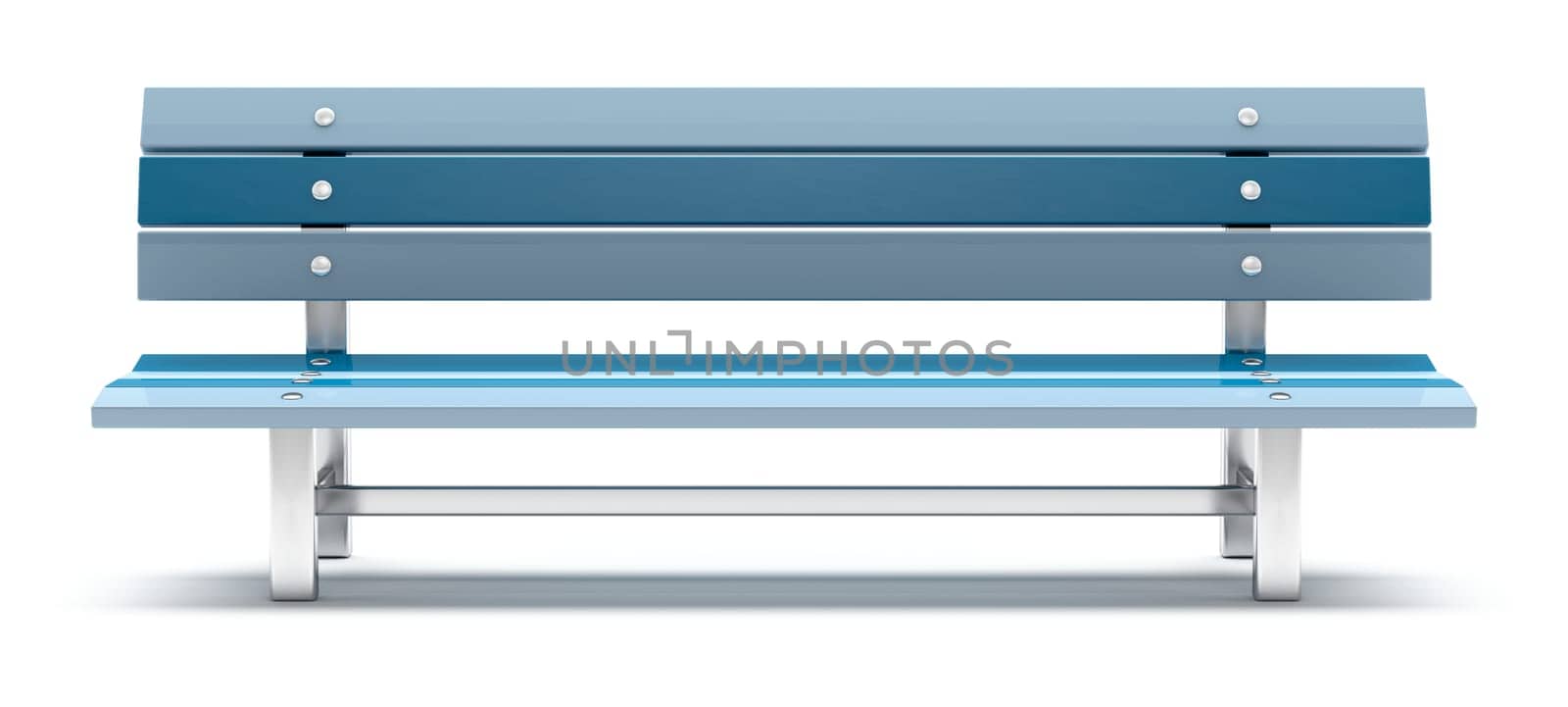 Blue bench on white background. 3d illustration.