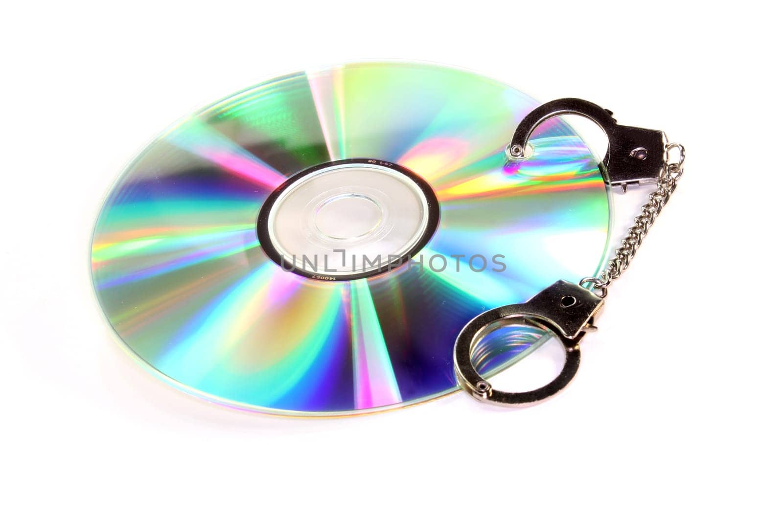 a blank CD with handcuffs
