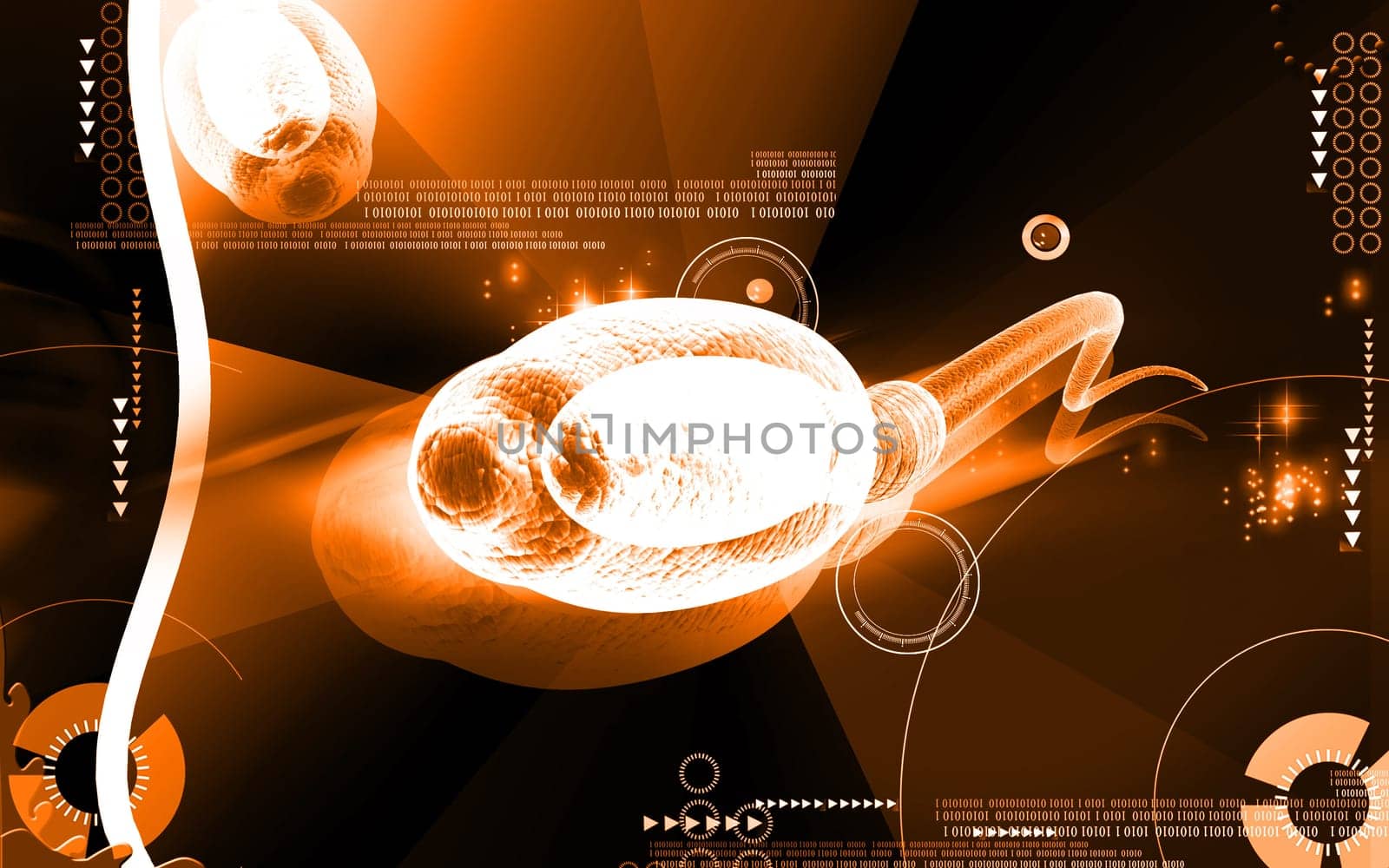 Digital illustration of sperm in colour background