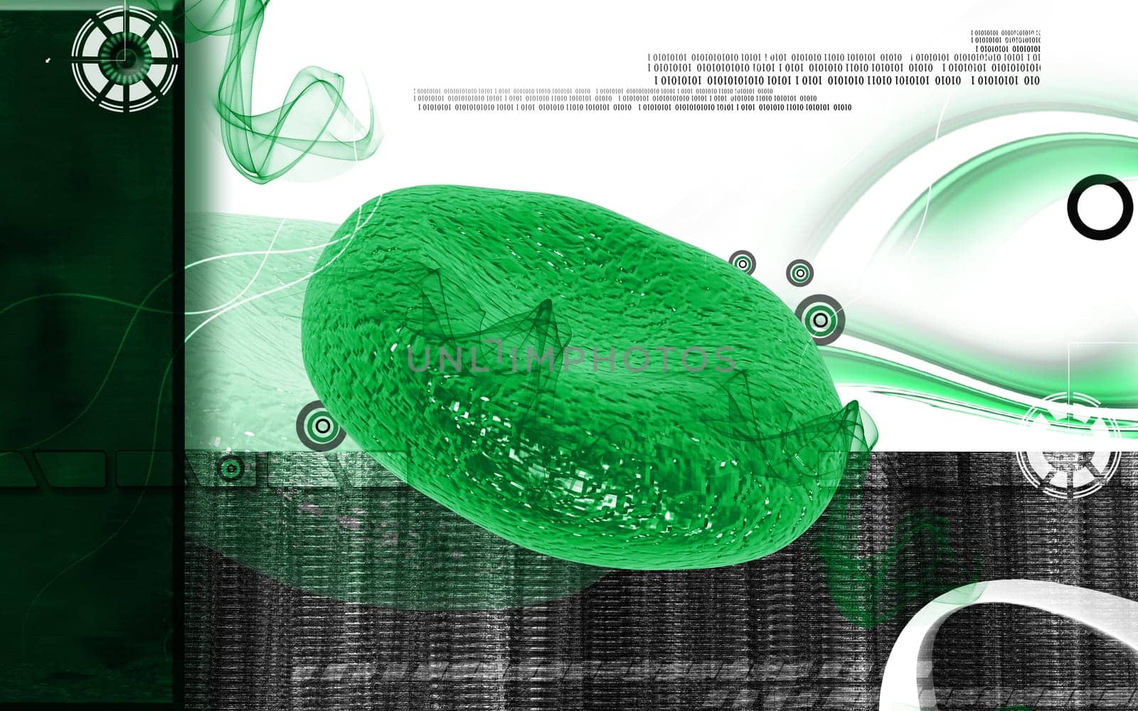 Digital illustration of blood cell in colour background