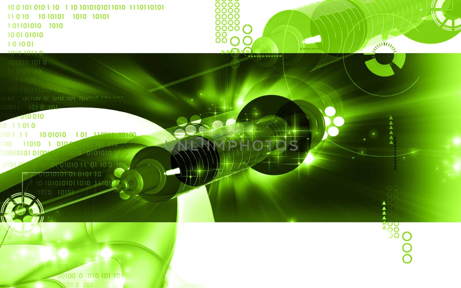 Digital illustration of syringe in colour background