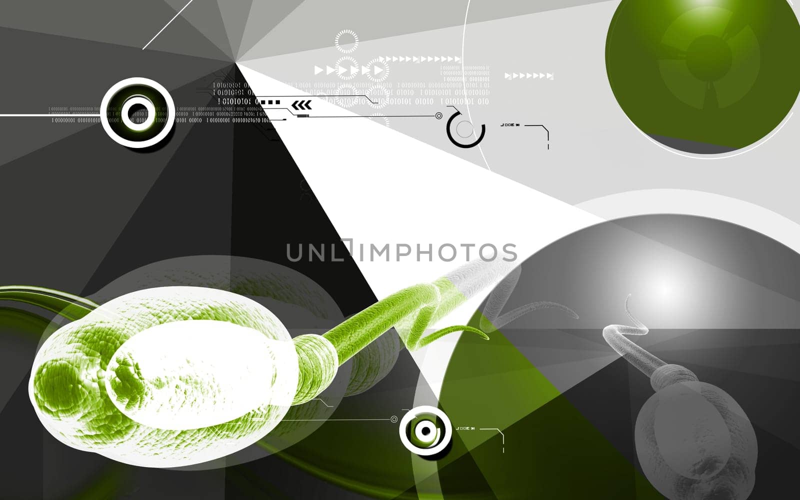 Digital illustration of sperm in colour background