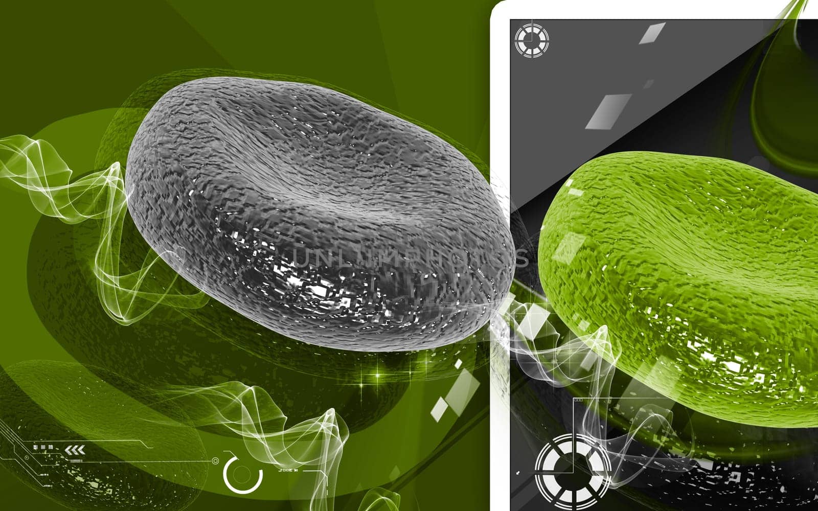 Digital illustration of blood cell in colour background