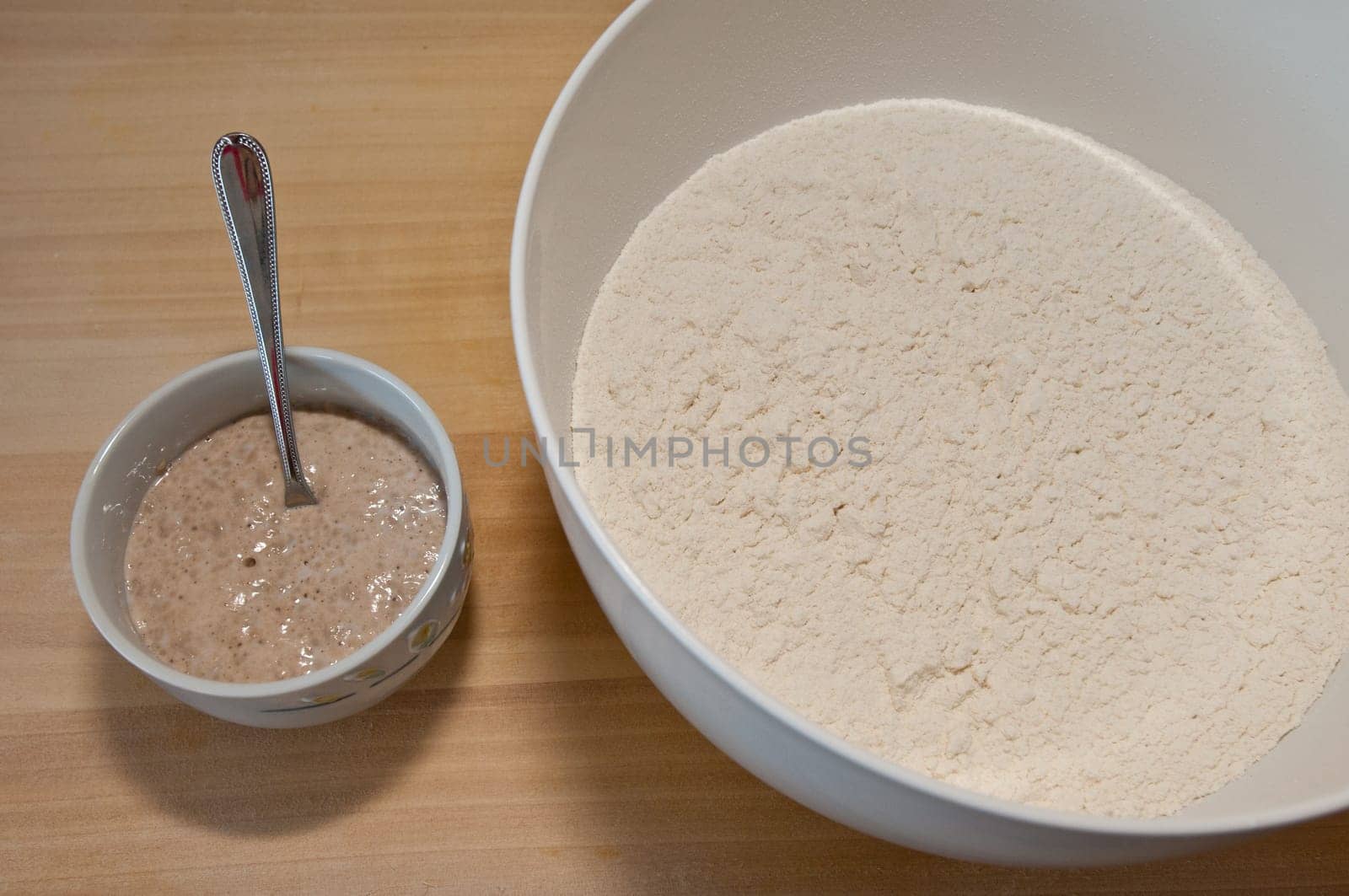 Dissolved dry yeast and flour