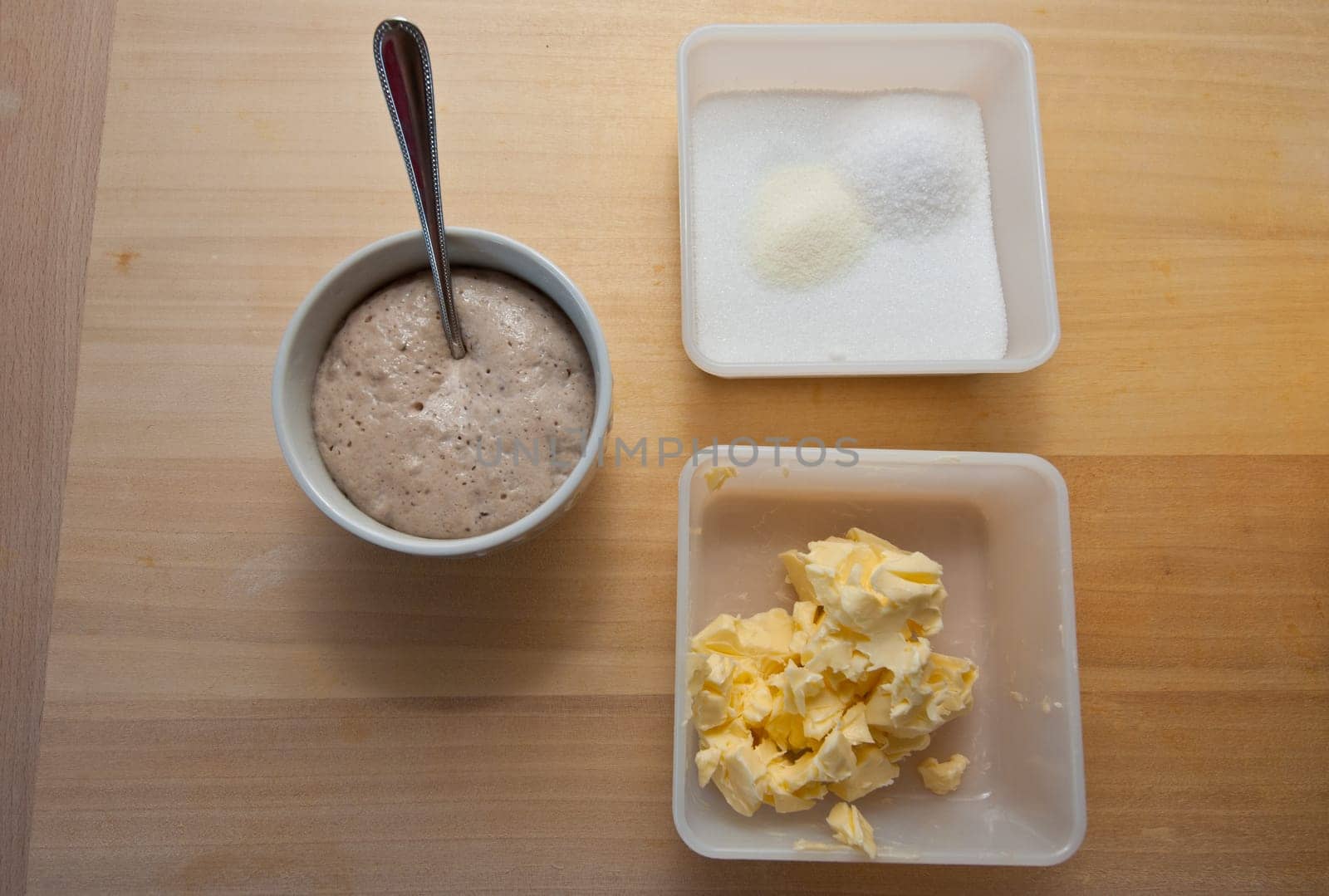 Yeast,salt,sugar and butter