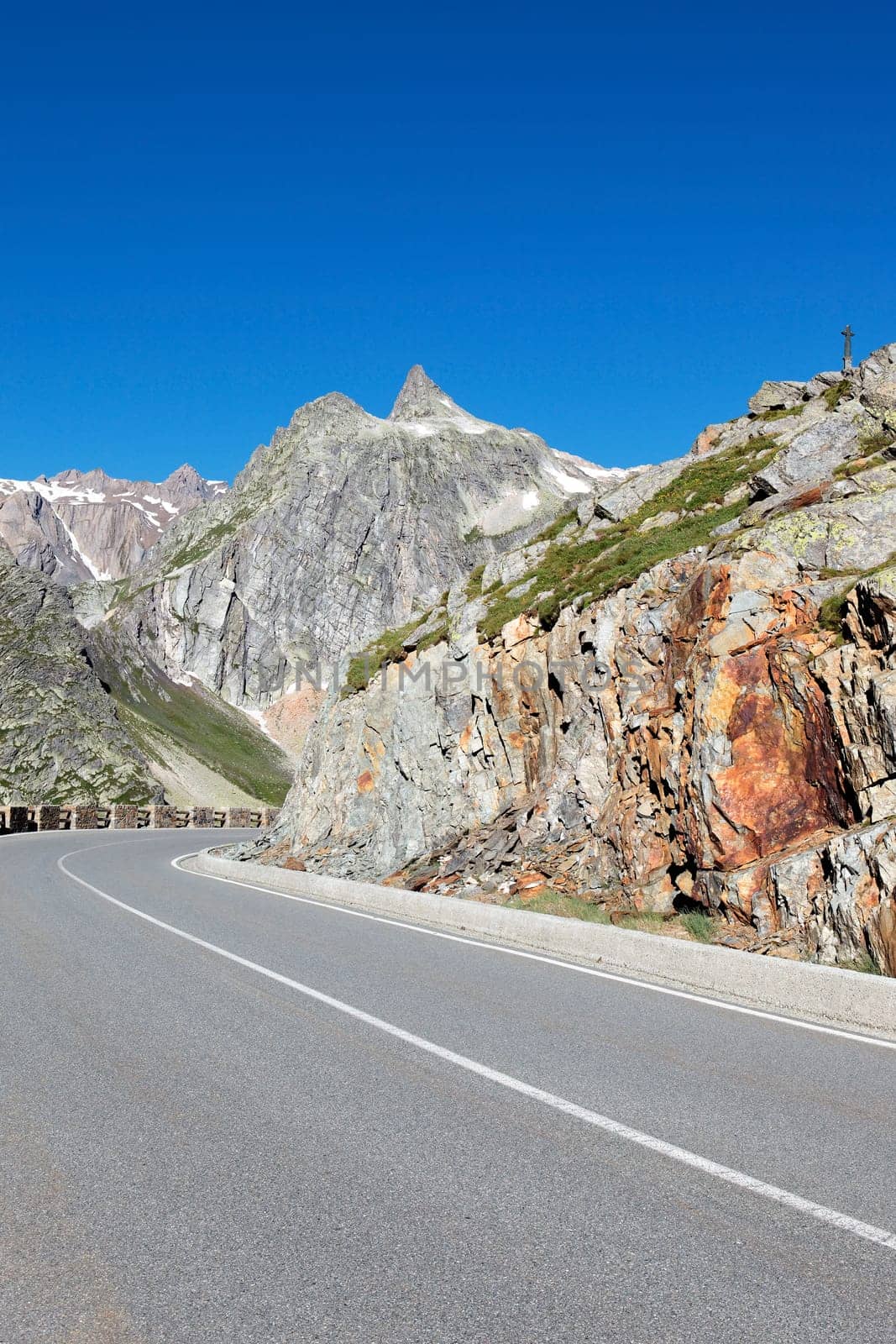 road in italian alpine mountain in summer