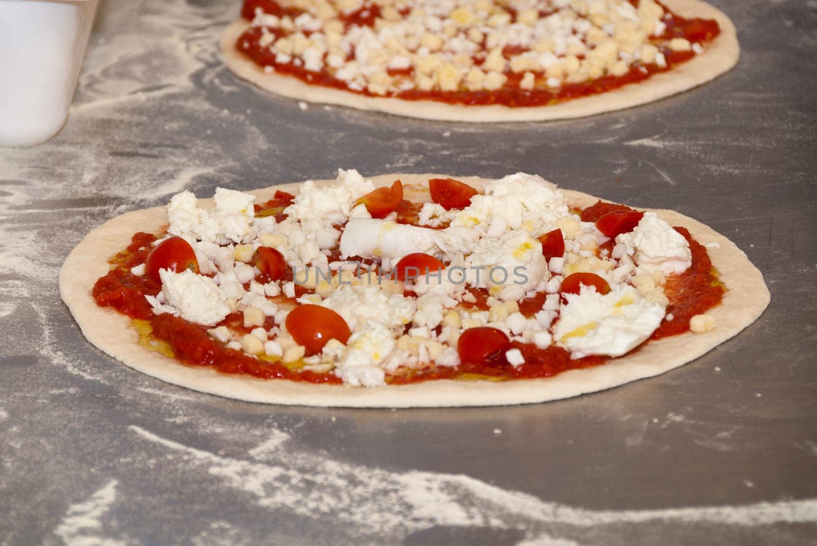 Neapolitan pizza before baking