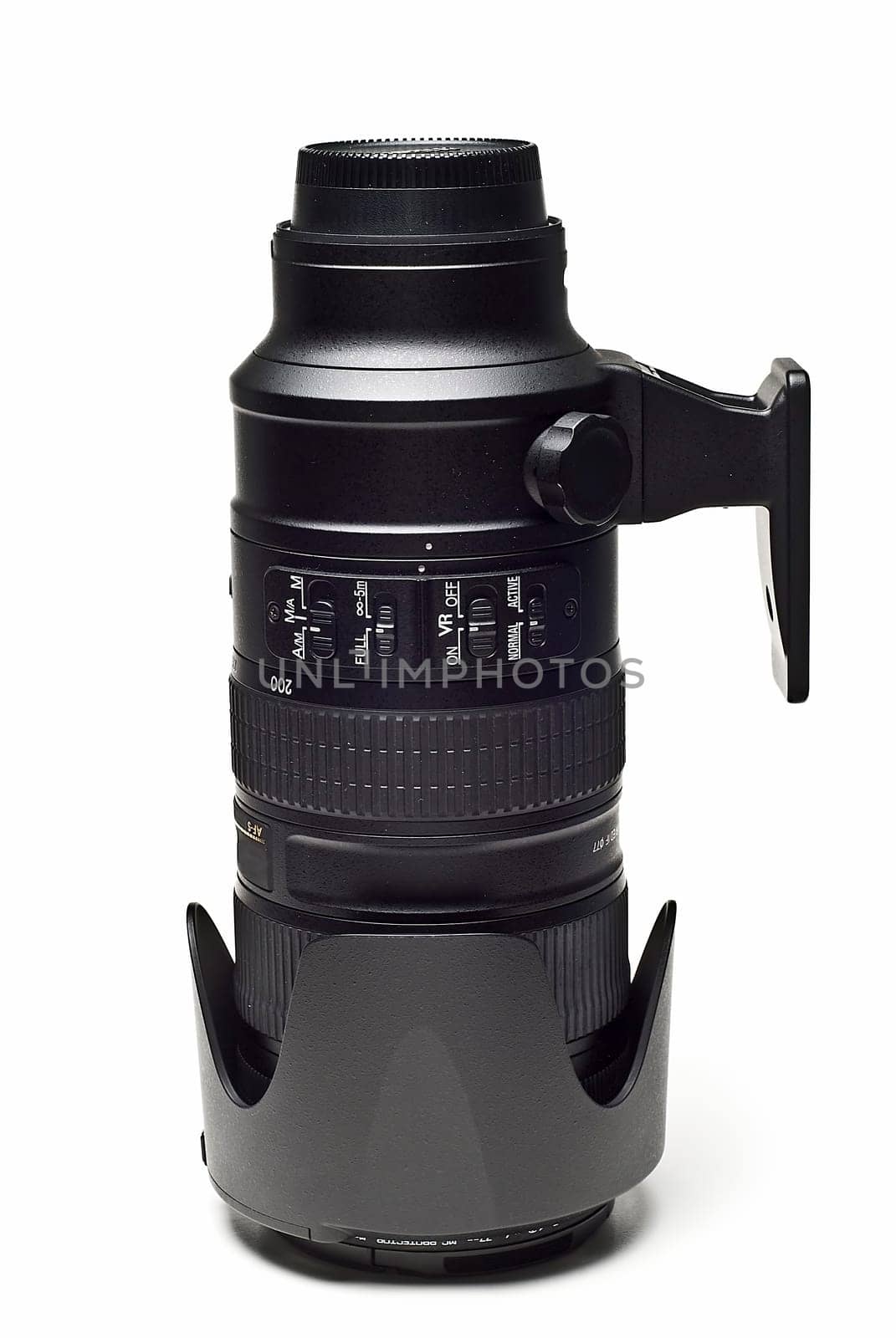 Telephoto zoom isolated on a white background.