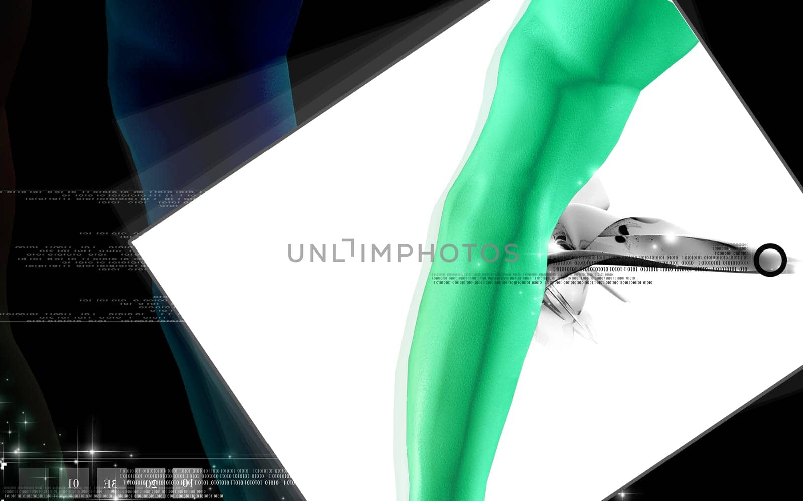 Digital illustration of hand in colour background