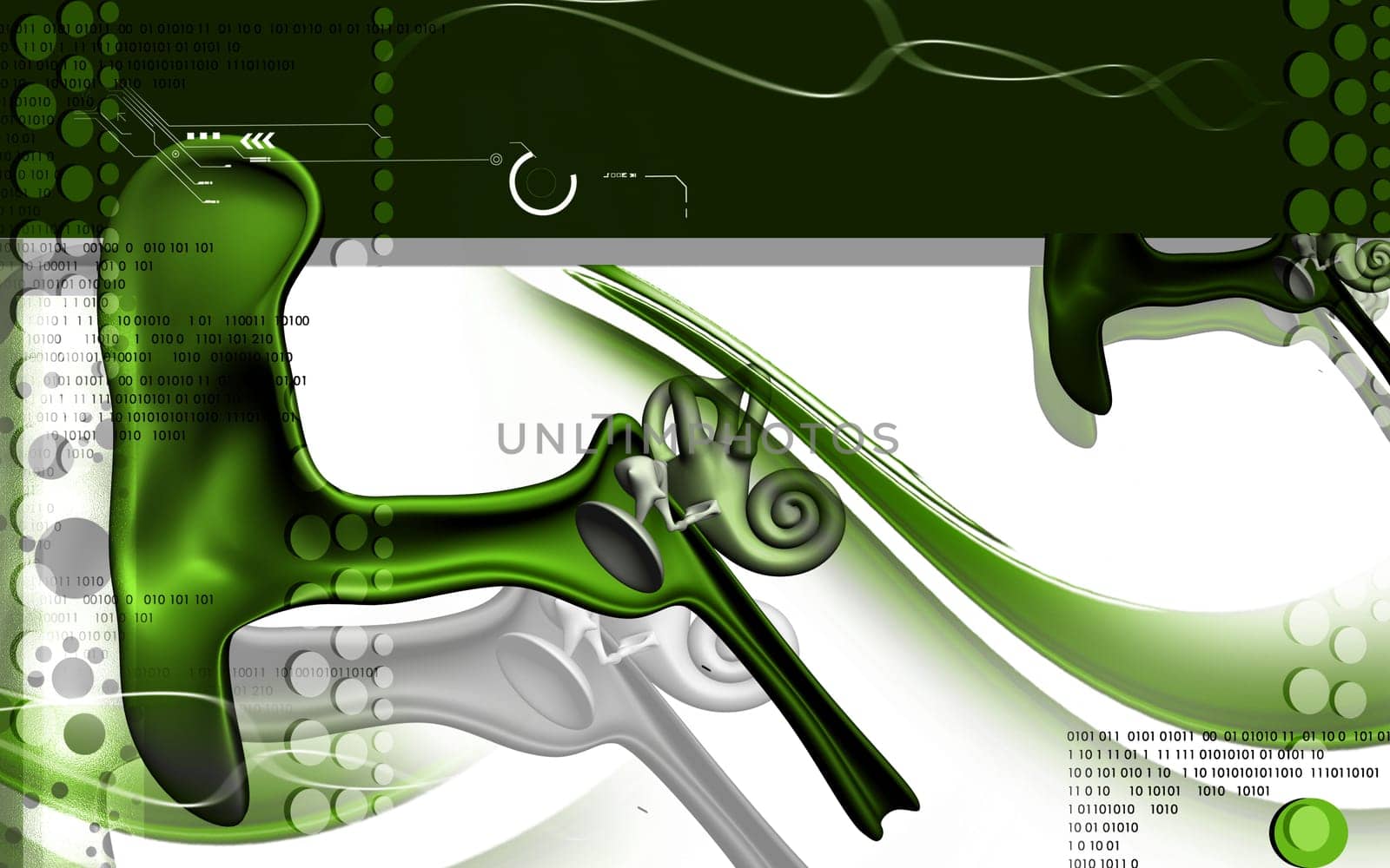 Digital illustration of ear in colour background