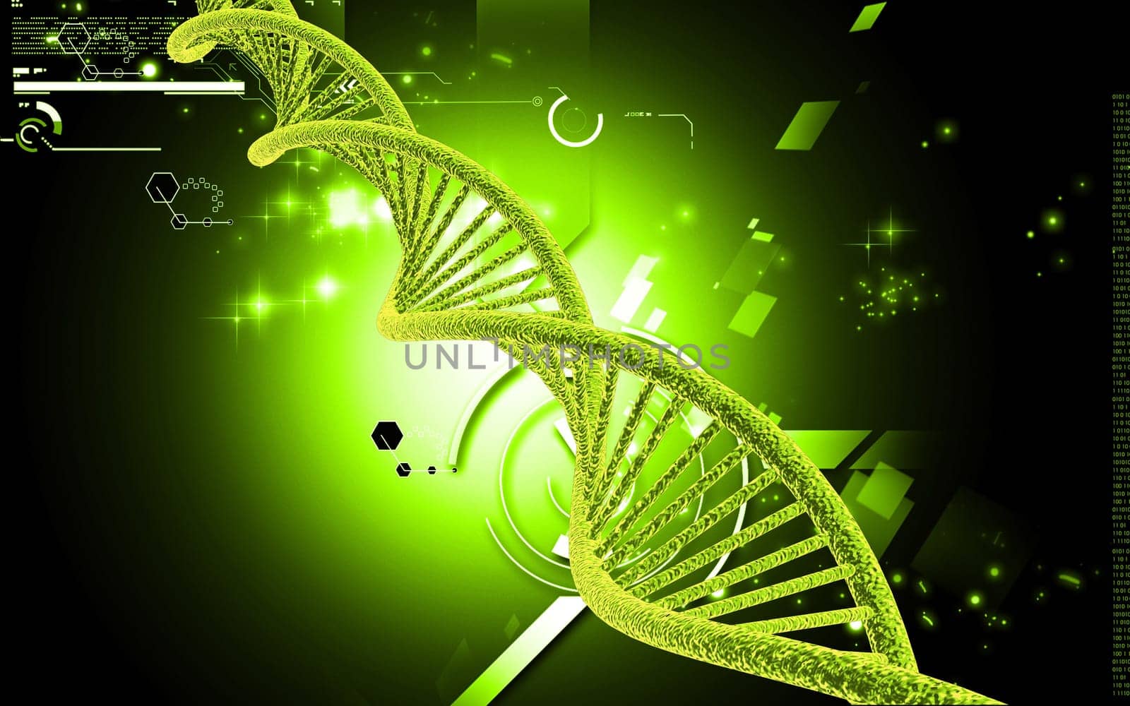 Digital illustration DNA structure in colour background