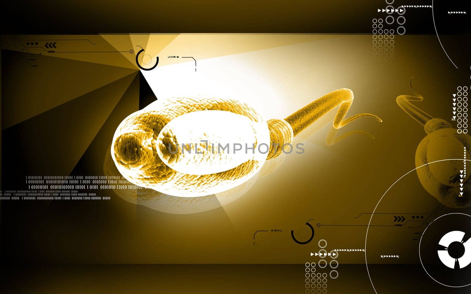 Digital illustration of sperm in colour background
