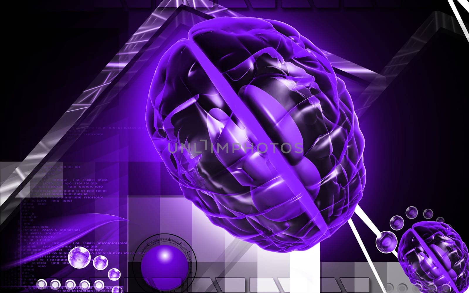 Digital illustration of brain in colour background