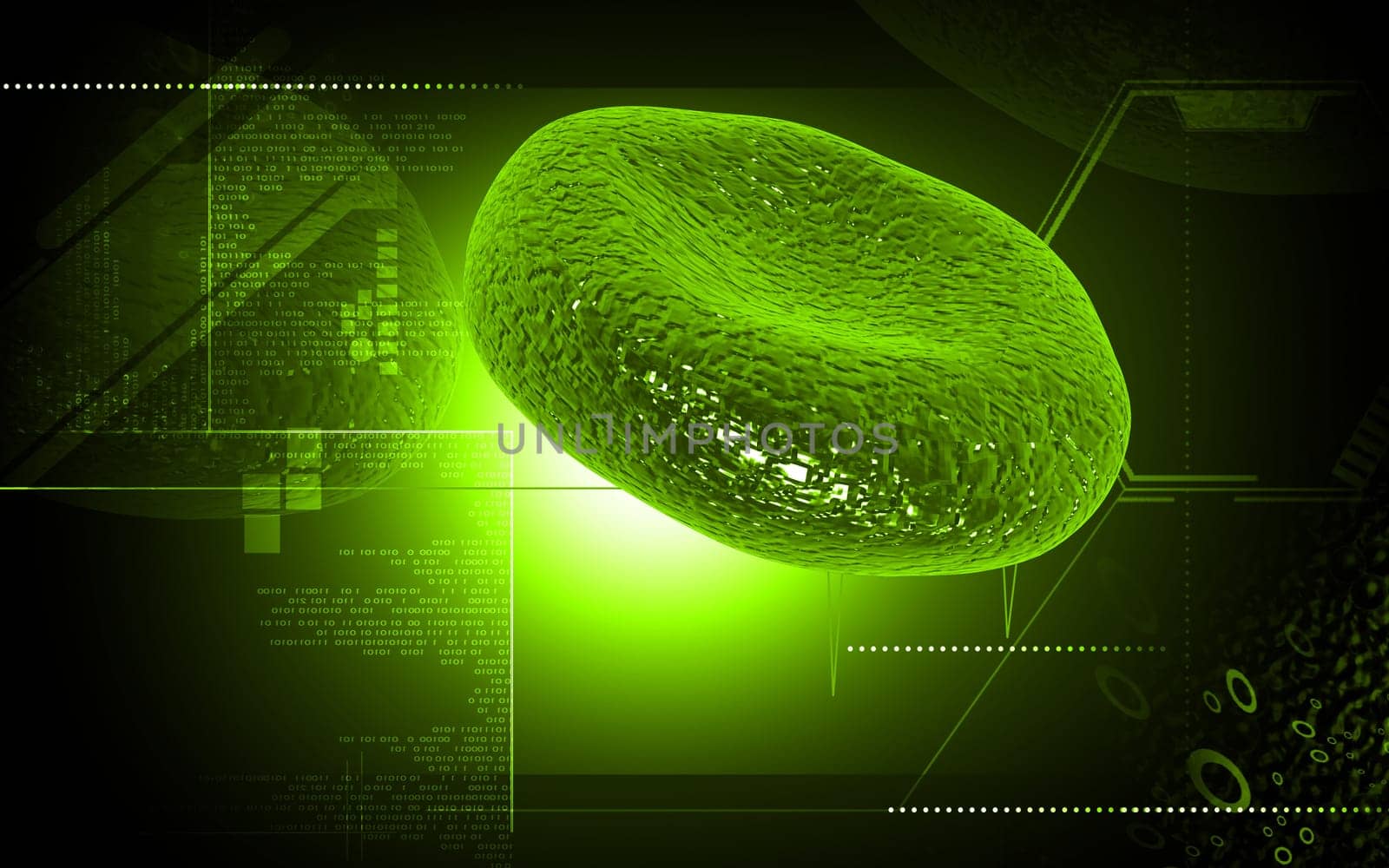 Digital illustration of blood cell in colour background
