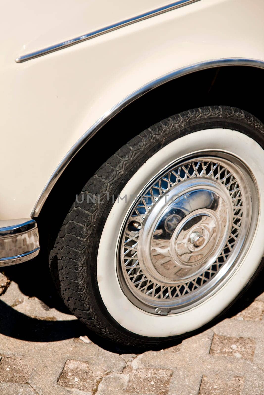 Close up view of the detail of a wheel from a car.