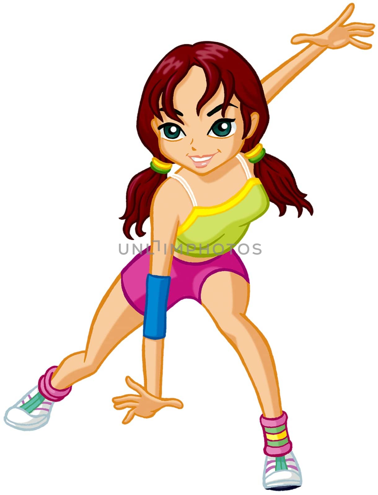 a digitally illustrated colorful pretty girl