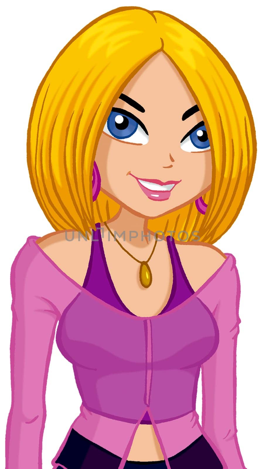 a digitally illustrated colorful pretty girl