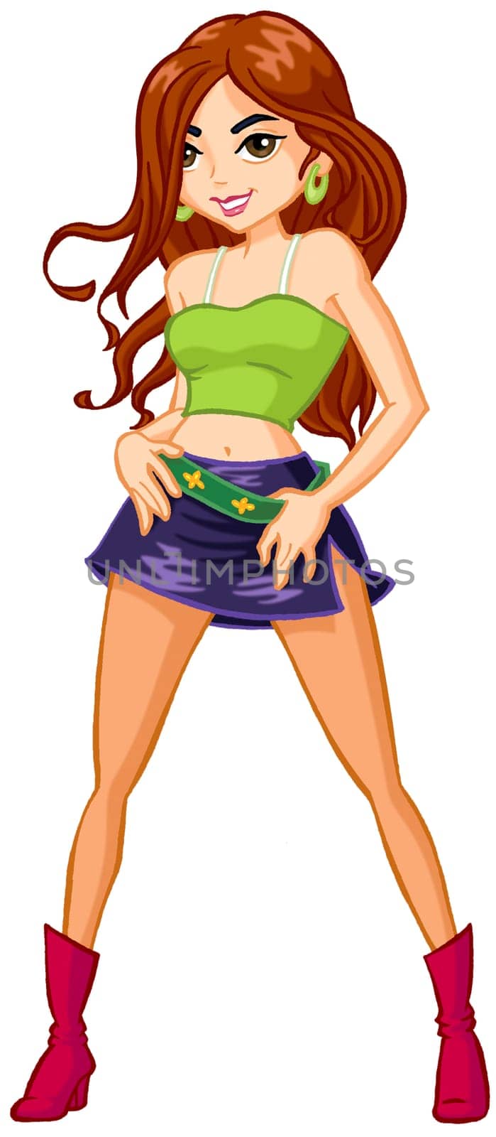 a digitally illustrated colorful pretty girl