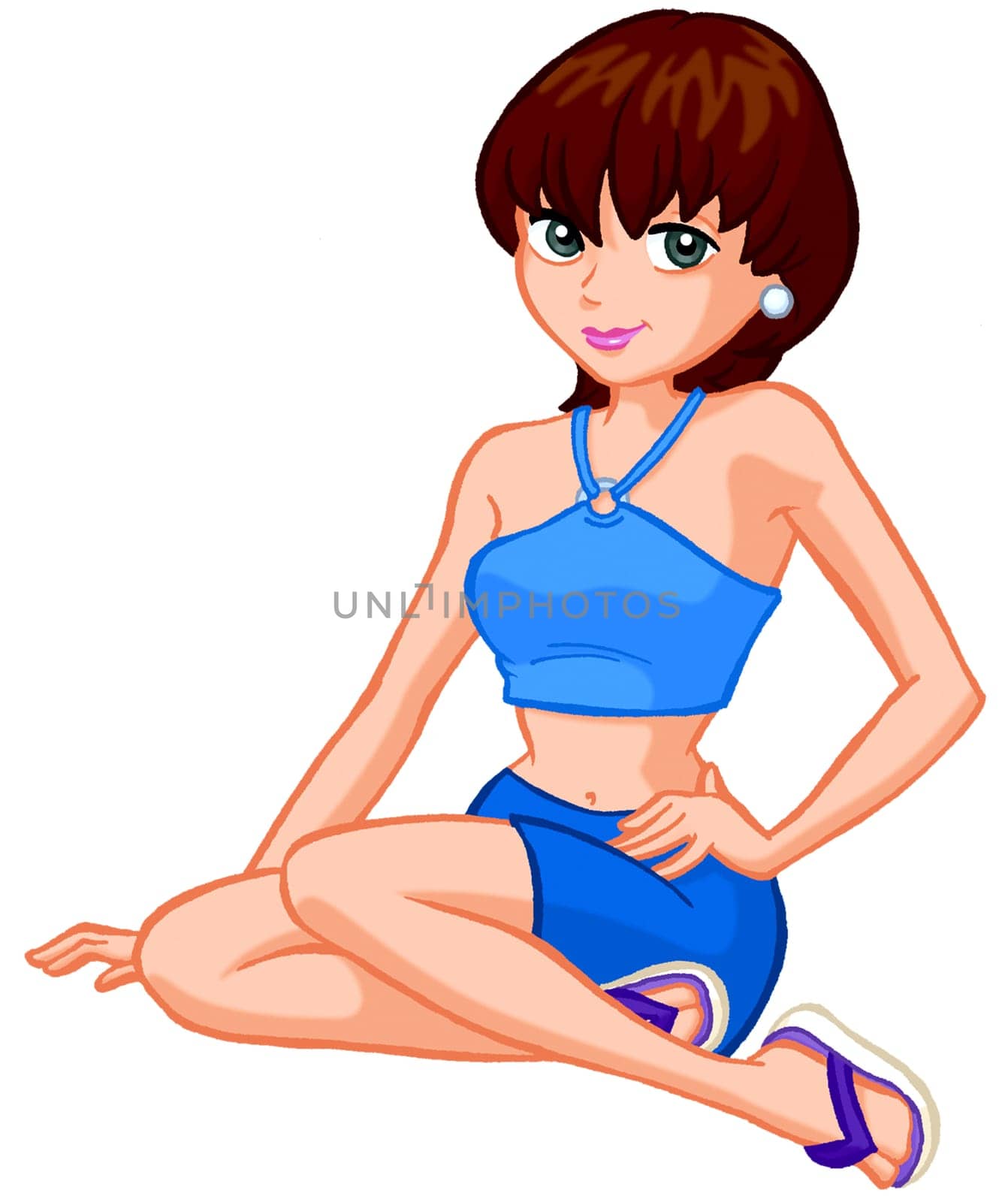 a digitally illustrated colorful pretty girl