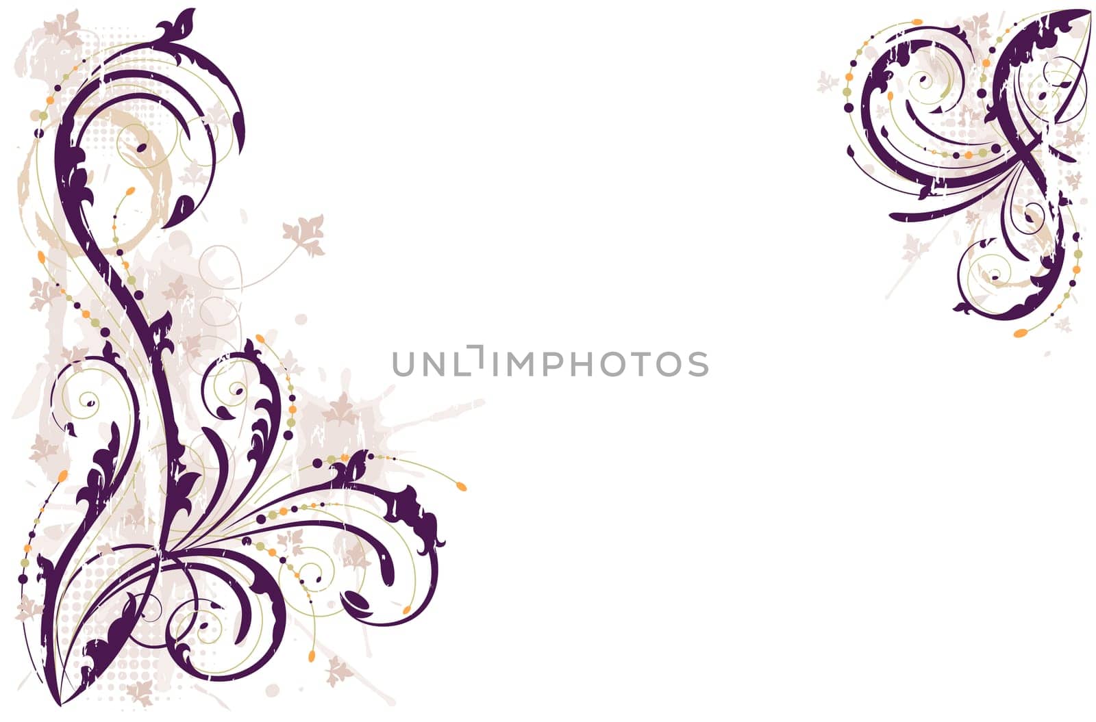 Grunge floral background in shades of purple.