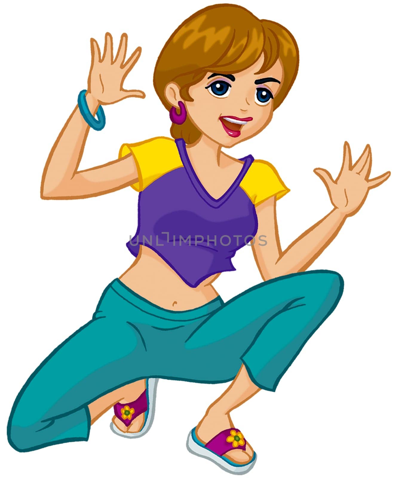 a digitally illustrated colorful pretty girl