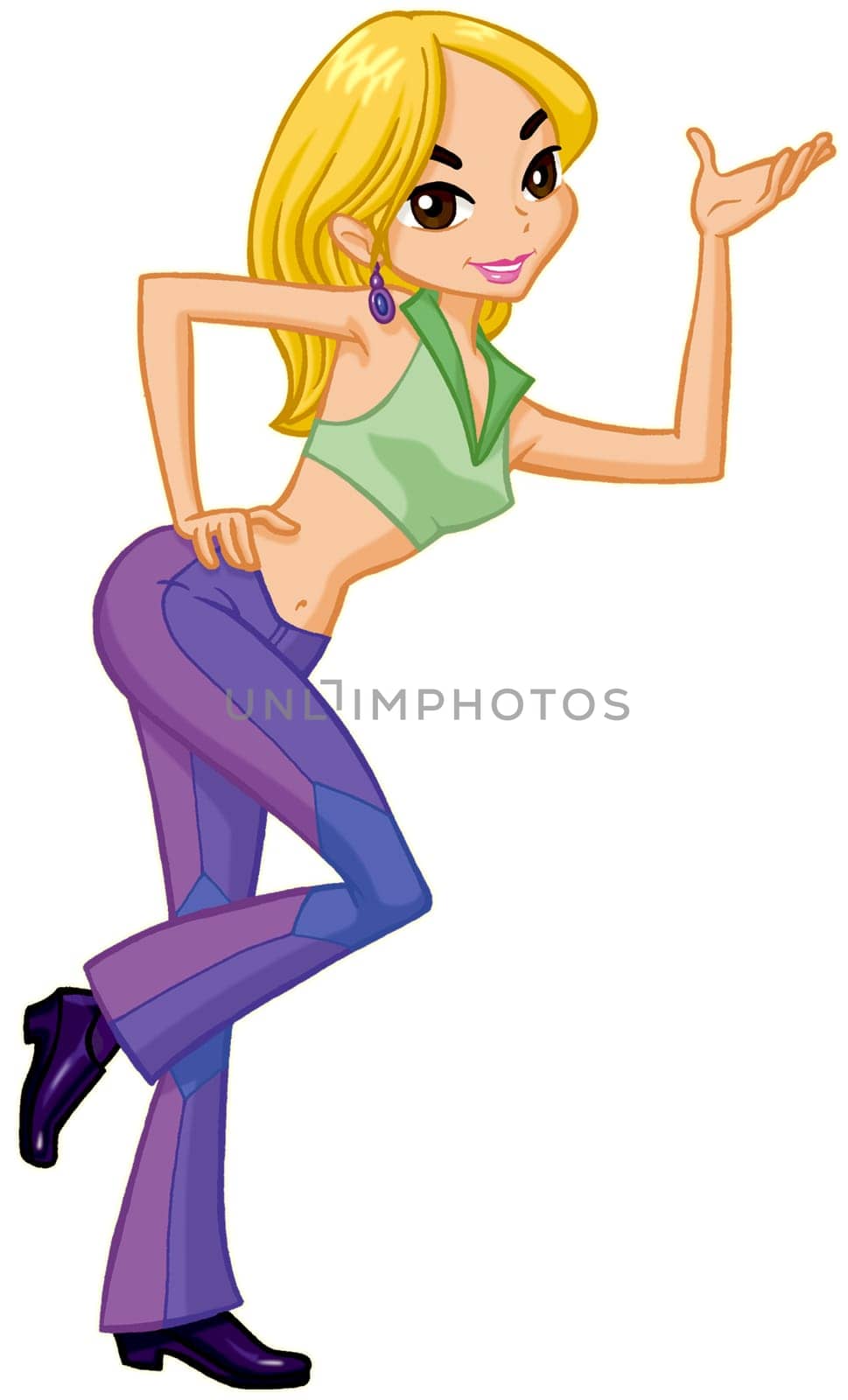 a digitally illustrated colorful pretty girl