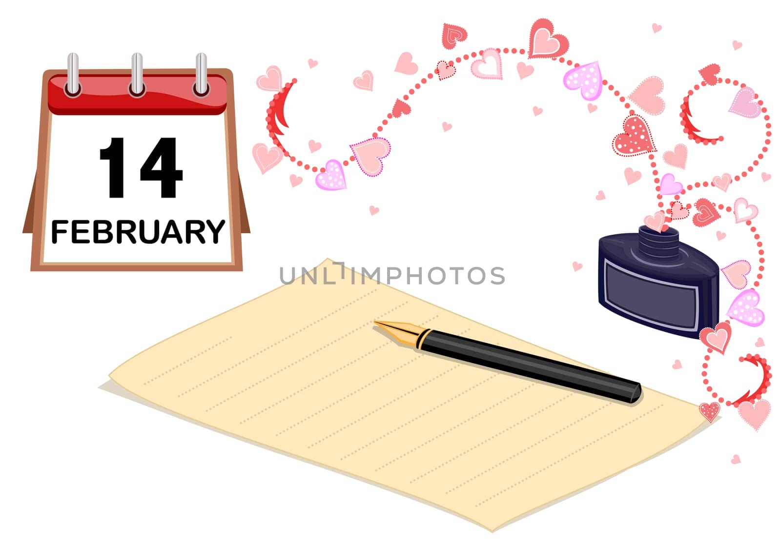 I love you card - for the celebration of a special Saint Valentine Day. Isolated on white.