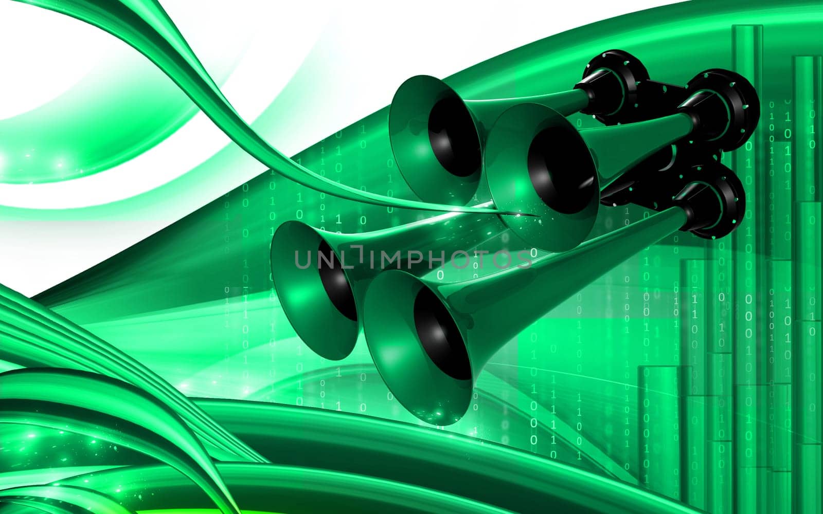 Digital illustration of horn in colour background