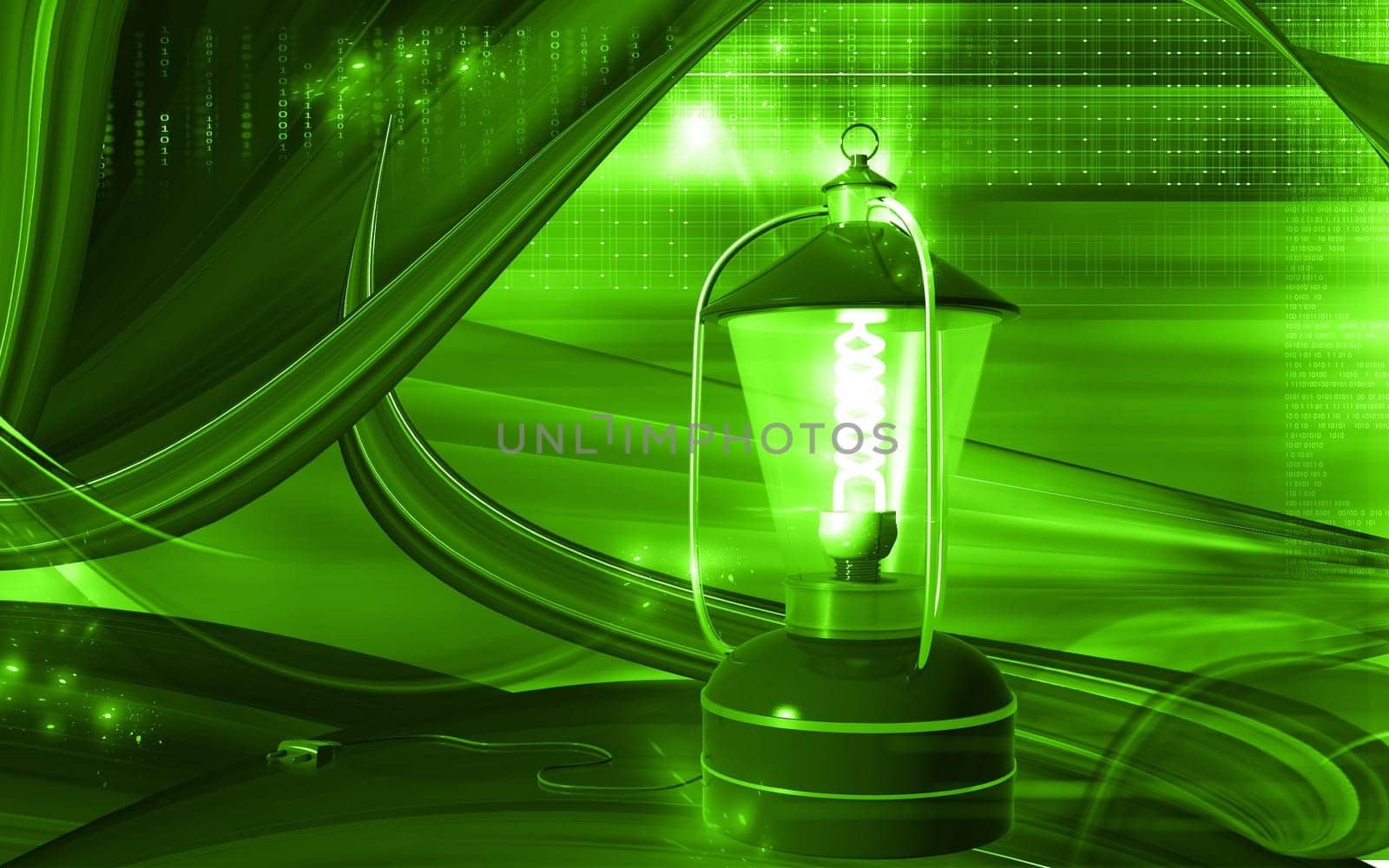 Digital illustration of a Rechargeable floured lantern in colour background