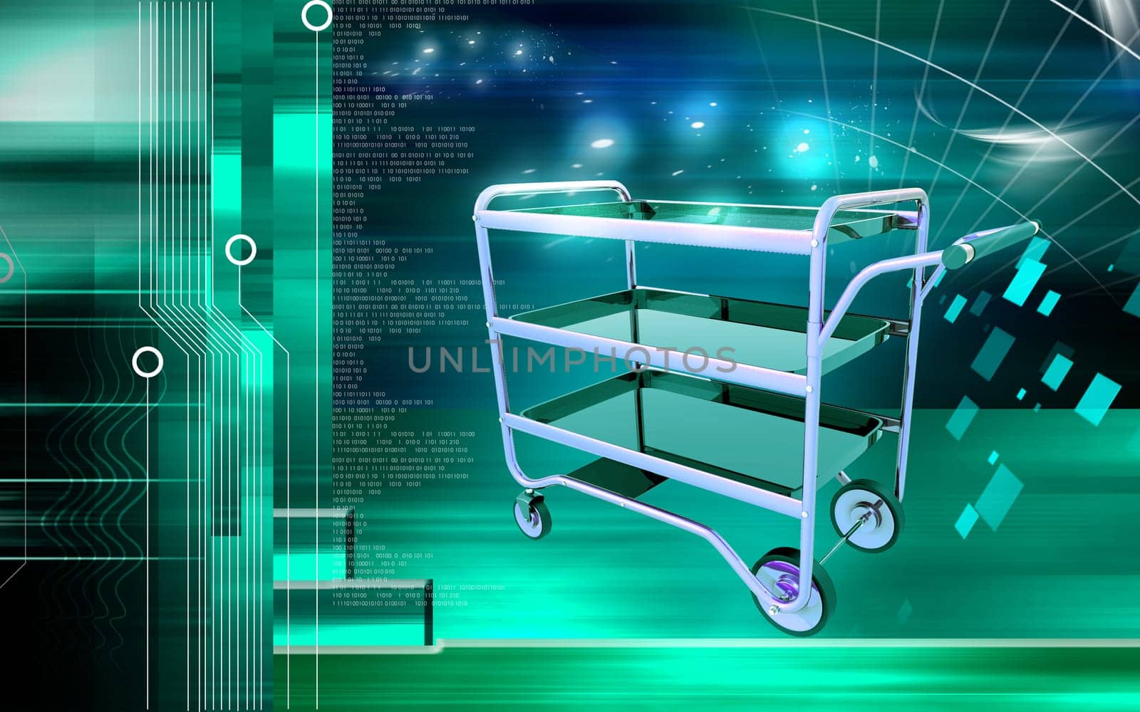 Digital illustration of a Service cart in colour background